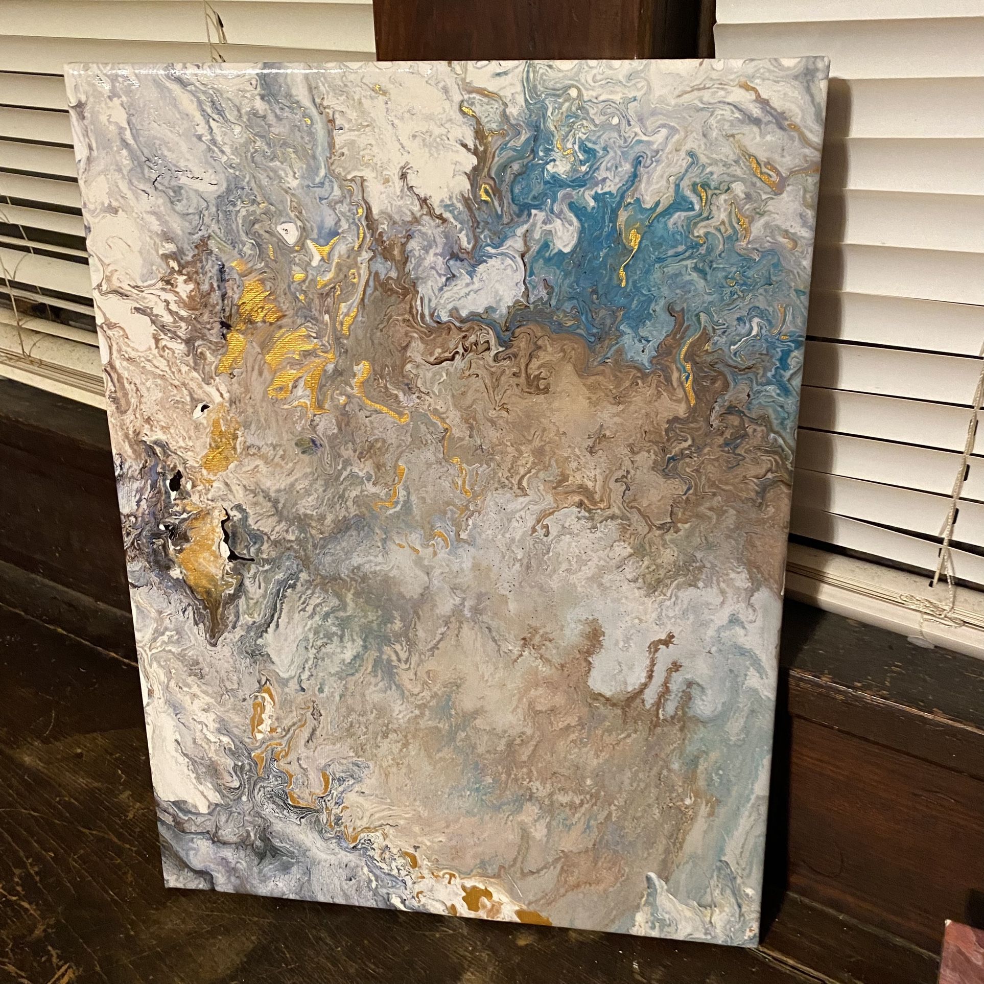 Hand Poured Acrylic Marble Painting On Canvas 12x16