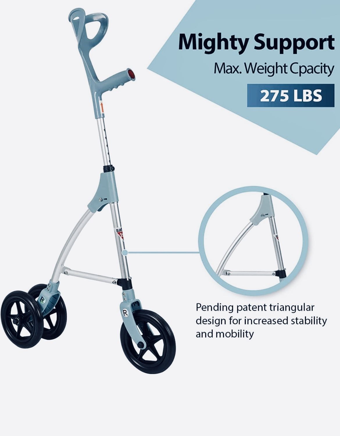 3-Wheel Lightweight Folding Compact Walker w/Removable Bag