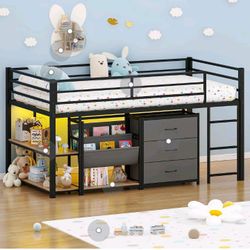 BLACK TWIN LOFT BED FRAME