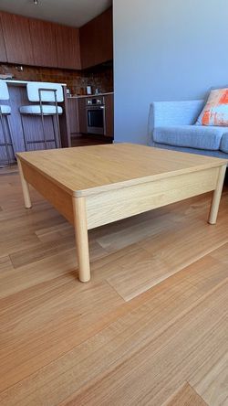 Square Oak Wood Coffee Table