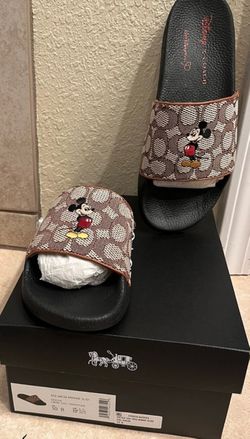 Coach Disney Mickey Mouse Sandals in Brown and Blackjk on box said size 10 but can fit size 9 new