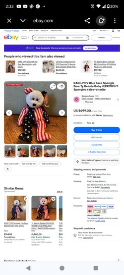 Original  retired blueface and white face Star spangled Bennie baby