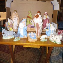 Nativity Scene Hand Painted And Signed
