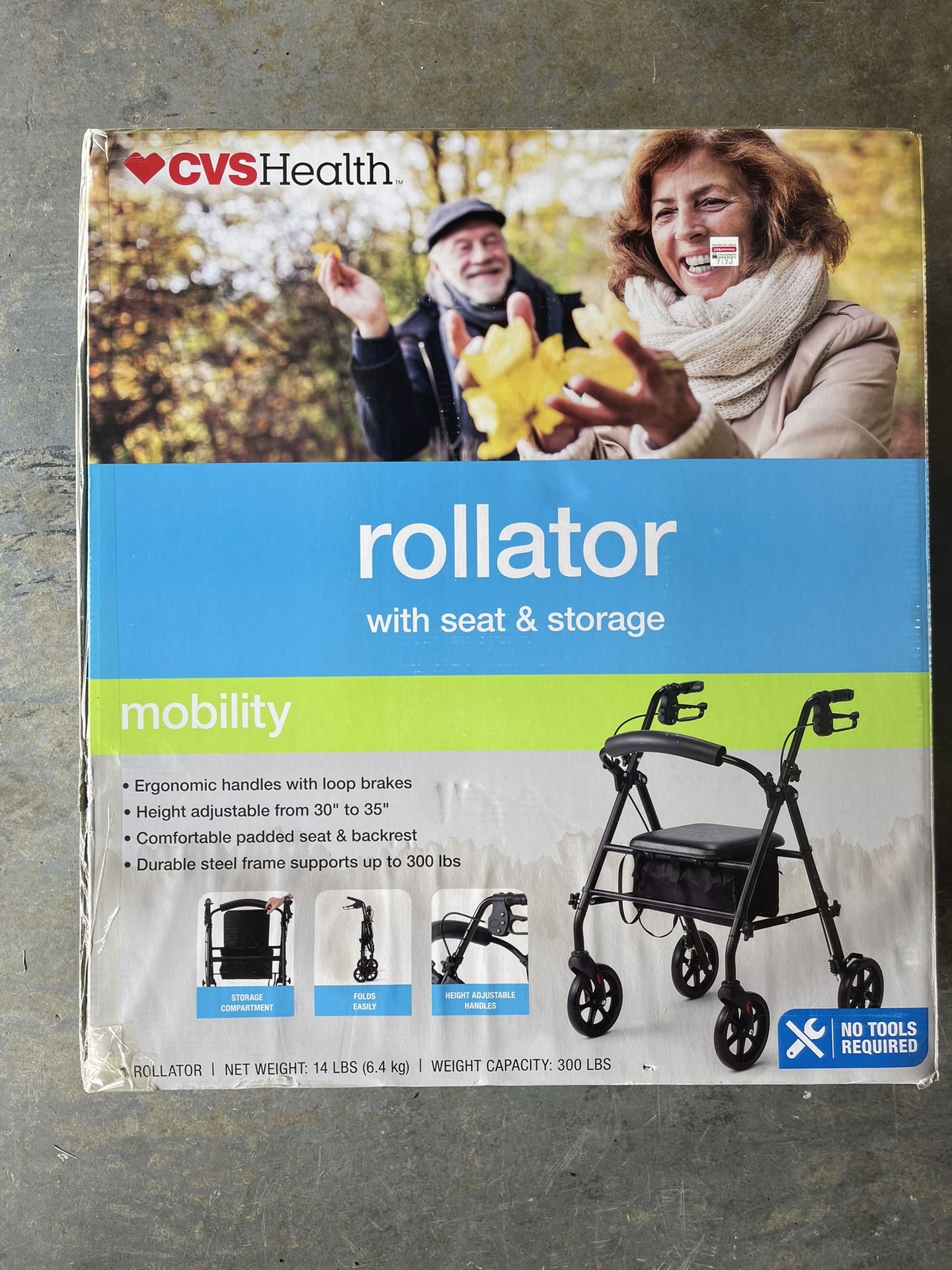 CVS Health Rollator/Walker, Black, 7.5" wheels