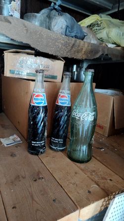 Coca-Cola big bottle & 2 Pepsi-Cola