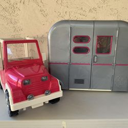 Our Generation Girl Doll Camper Trailer And Jeep Play Set $80 or BEST OFFER!