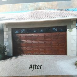 Faux Wood Grained Garage Doors 