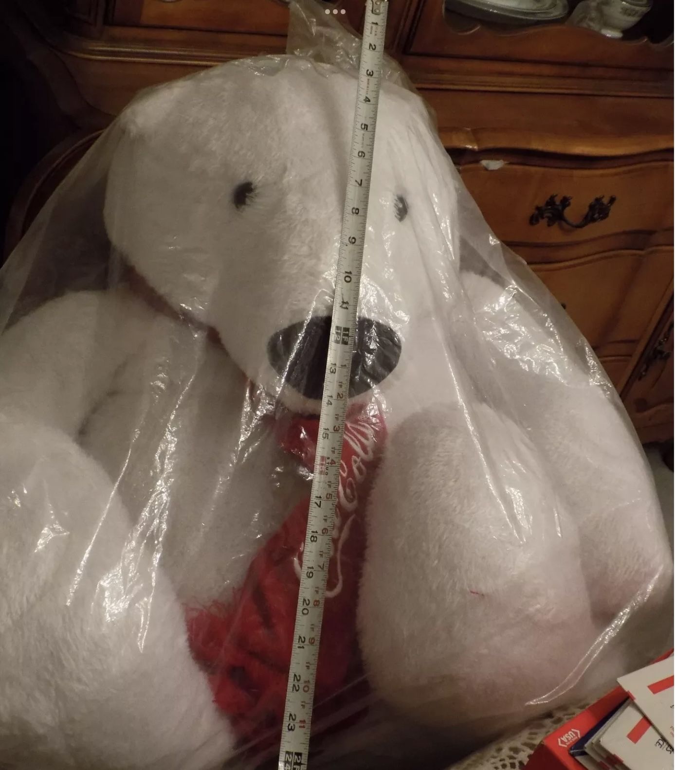Huge Giant Coca Cola Plush Polar Bear Scarf est.26"w x 12"d x24"h Stuffed Animal