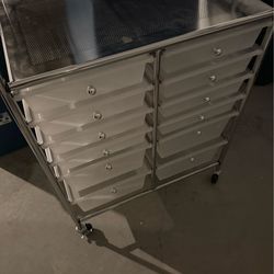 Rolling carts with drawers