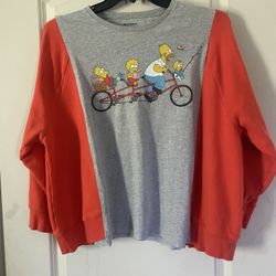 Upcycled Reworked The Simpson’s T-Shirt /Orange Sweatshirt . Fits Size Large 