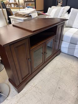 Dark Brown Wood Corner TV Stand