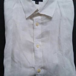 Banana Republic 100% Linen Casual Dress Beach Travel Button Down Long Sleeve Shirt 