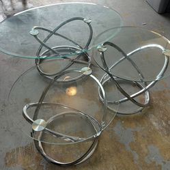 3 Piece Coffee Table Set Glass And Chrome 