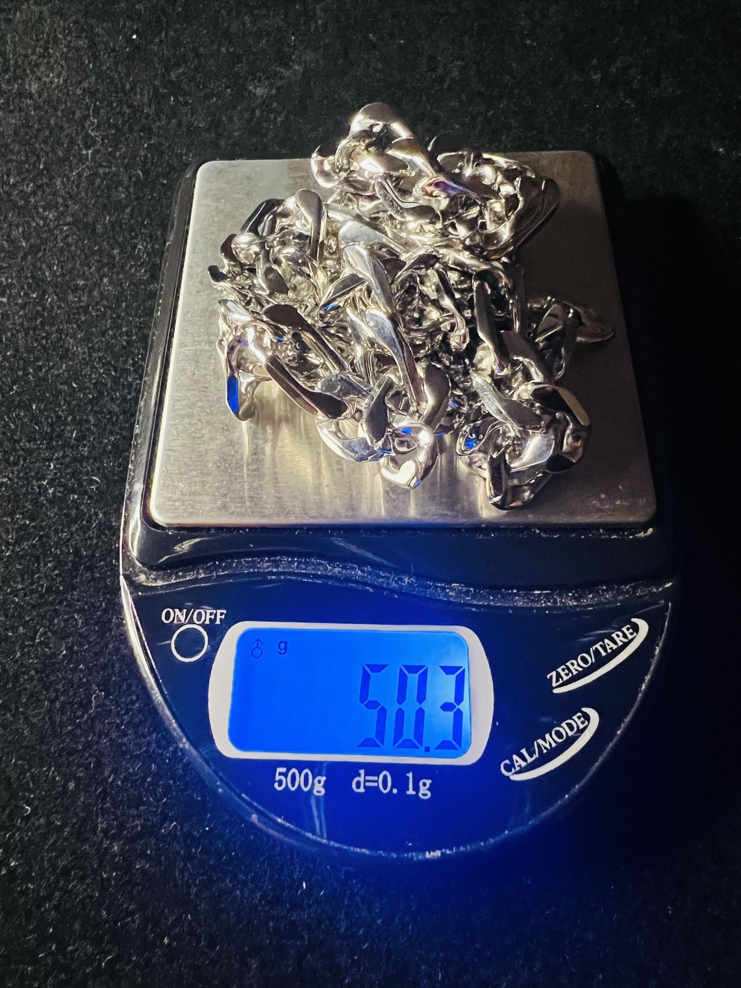 8.5mm + 6.5mm White Gold over Stainless Steel Figaro Chain Stack $90