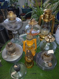 Vtg. Oil Lamps lot Of 9