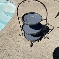 Shabby rustic 3 tier decor  iron frame