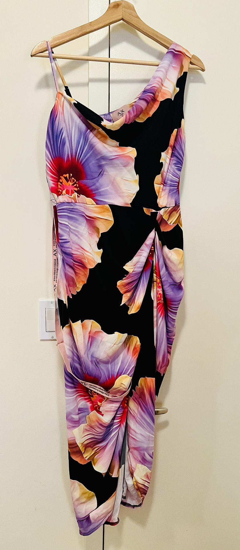 Black One Shoulder Dress With Florals