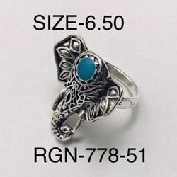 Silver Bohemia Elephant Knuckle Ring For Men & Women: RGN-778-51/Size-6.50