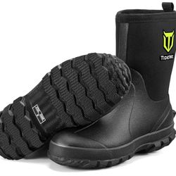 TIDEWE Rubber Boots for Men, 5.5mm Neoprene Insulated Rain Boots with Steel Shank, Waterproof, for Hunting, Fishing, Farming, etc. – Size 10