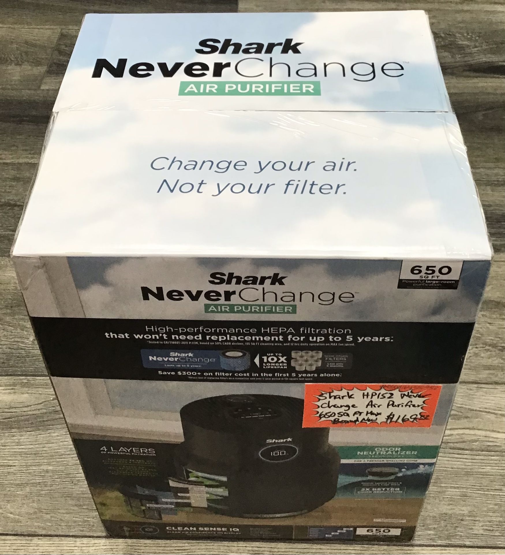 Shark HP152 Never Change Air Purifier 650 Sq Ft Max Brand New