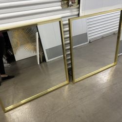 Set Of Gold Frame Mirrors