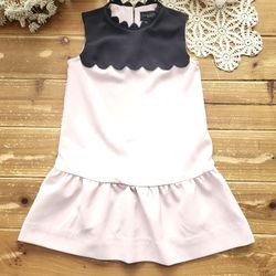 4T-5T SLEEVELESS BLACK AND PALE PINK SCALLOPED DROP-WAIST SPECIAL OCCASION DRESS