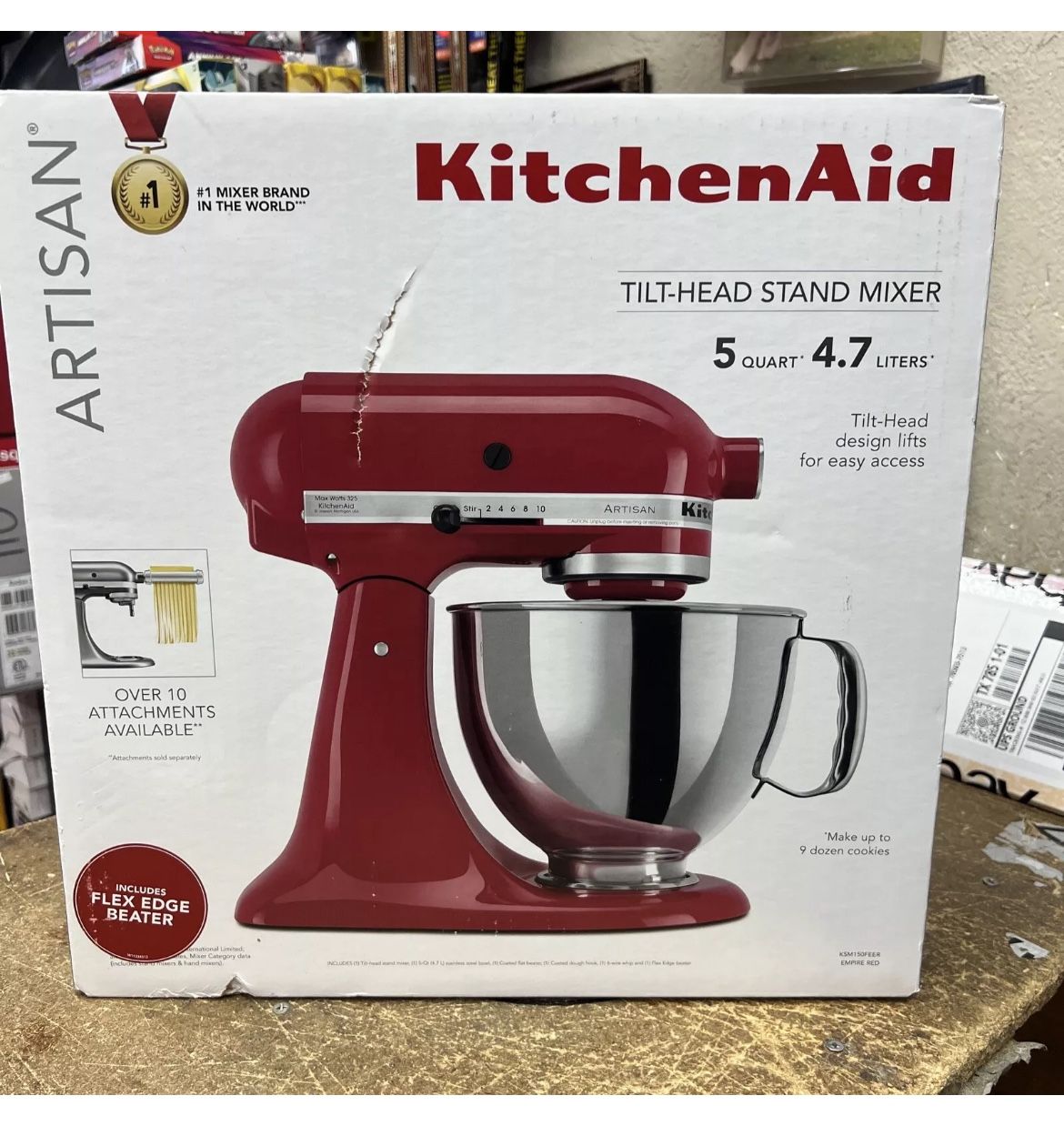 KitchenAid Artisan Series Stand Mixer with Flex Edge Beater - Empire Red