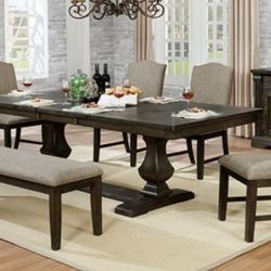 Brand New Espresso & Grey 6pc Formal Dining Table Set 