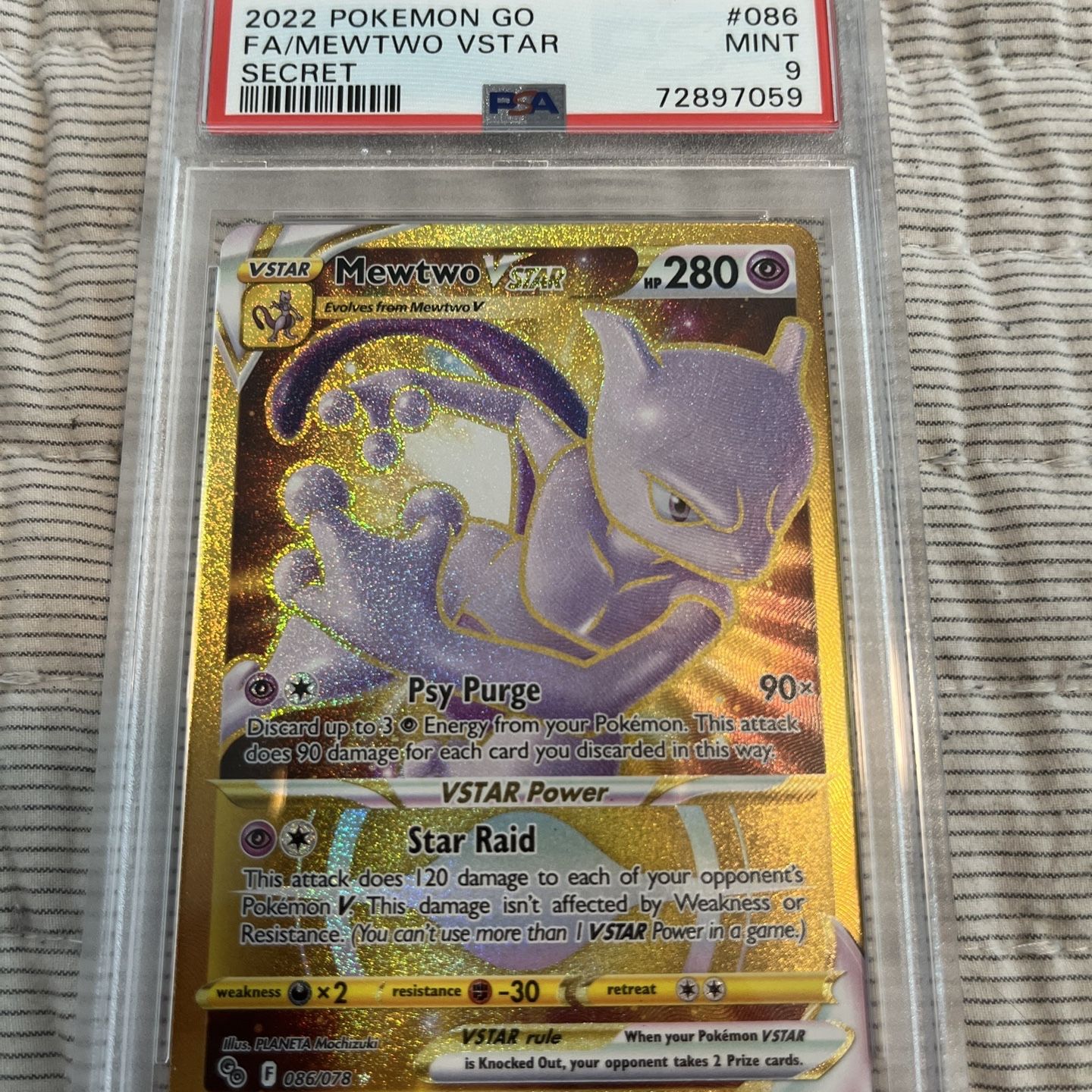 Mewtwo Vstar 086/078 - Pokemon Go - Gold Secret Rare Card