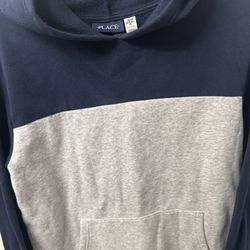 Children’s Place Boys Navy and Gray Colorblock Fleece Hoodie