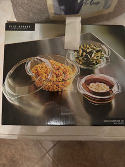 Blue Harbor Collection Glass Bakeware Set with Lids 6PC