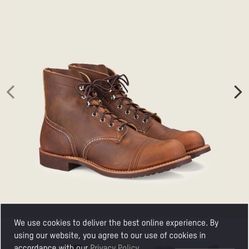 SIZE 8 RED WING THE IRON RANGER COOPER ROUGH AND TOUGH LEATHER SOFT TOE BOOTS BRAND NEW