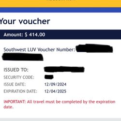 SOUTHWEST AIRLINES VOUCHER 
