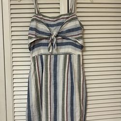 Abercrombie & Fitch White Blue and Striped Sleeveless Sundress- Size Small VGUC