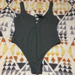 Dark Green One Piece Swimsuit L