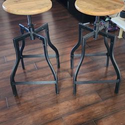 Solid Wood & Iron Bar Stools