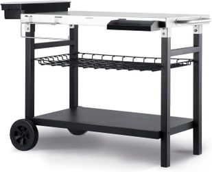 Brand New Outdoor Grill Cart, 500lb Dining Cart Table with Three-Shelf, Stainless Steel Rolling Movable Food Prep and Work Table