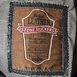  Vintage Old STONE ROCKERS Real Leather Jacket