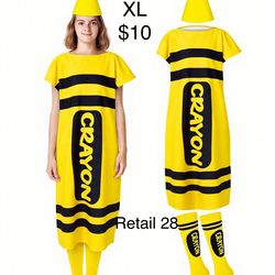 Yellow Crayon Color Adult Costume XL / Traje de Color Amarillo X Grande