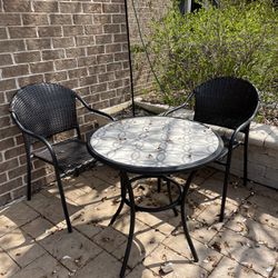 Outdoor Bistro Table And Two Chairs