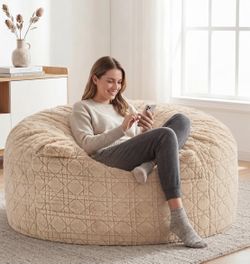 4FT Bean Bag Chair Bean Bags for Adults Large Bean Bag Beanbag Chair with Washable Cover Quilted Plush Fluffy Bean Bags Memory Foam Bean Bag Chairs Po