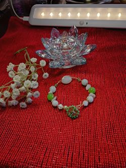 Pulsera Con Cuarzo Blanco Y Cristales Nuevos 