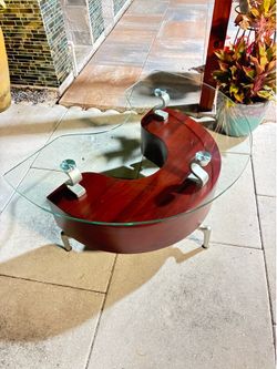 Contemporary Modern Curved Glass Coffee Table