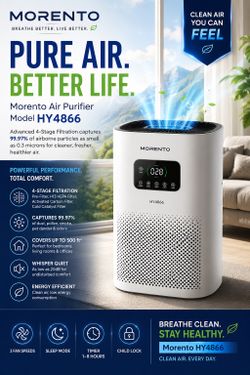 🌿 BREATHE CLEANER AIR FOR LESS! 🌿 Morento Air Purifier – Model HY4866