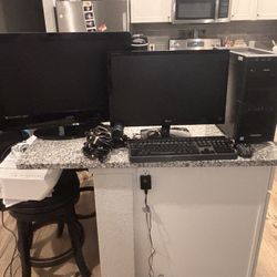 Powerspec, LG And Visio Monitors, Onn Mic, Hyper Keyboard And Mose