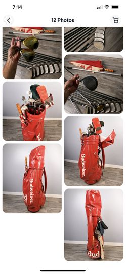 RARE Vintage BUDWEISER Red Golf Bag with Cobra King Club Set and