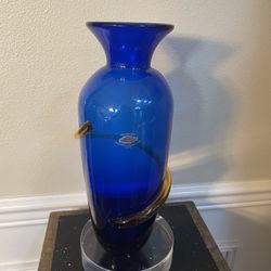 Blenko Glass Vase2000 Signed by Richard Blenko 12”
