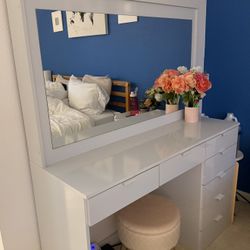 Vanity Dresser Table White With Stool