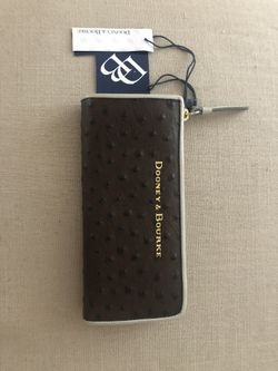 Ostrich Collection DOONEY & BOURKE Large Zip Around Wallet New