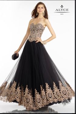 Alyce Paris Black Gold Ball Gown (Prom or Quinceanera)